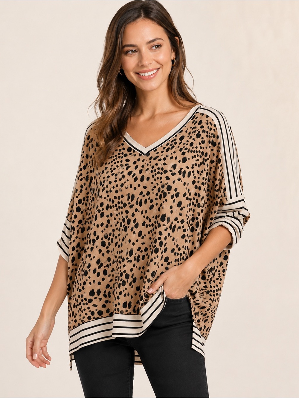 NWT Jade by Jane Oversized Leopard Print Top